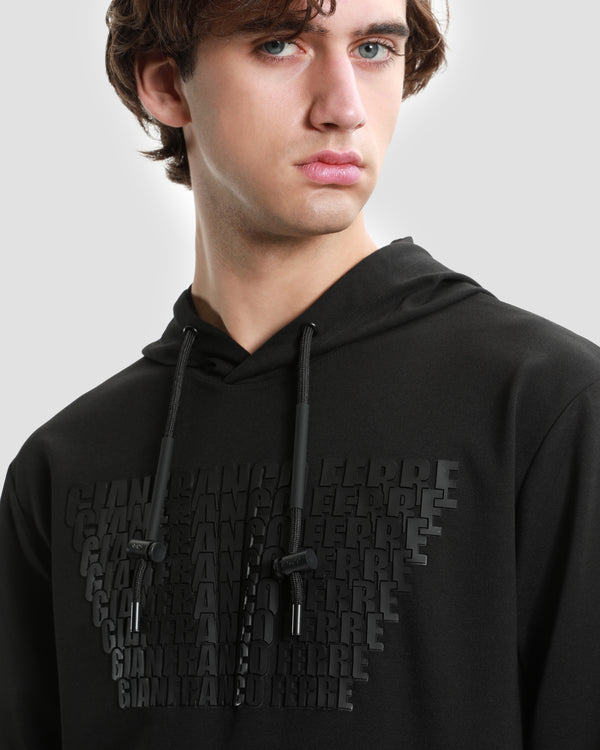 Gianfranco Ferre Rubber Brand Patched Hoodie Black