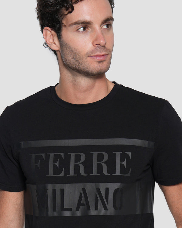 Gianfranco Ferre Rubber Logo Print T-Shirt Black
