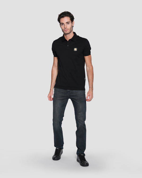 Gianfranco Ferre Rubber Patch Logo Polo Black