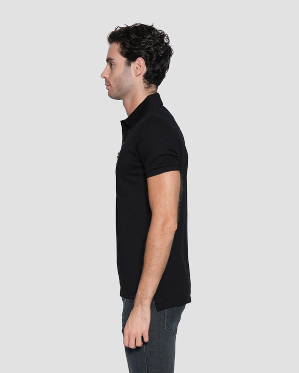 Gianfranco Ferre Rubber Patch Logo Polo Black