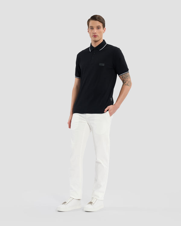 Gianfranco Ferre Silicone Patched Polo Shirt Black