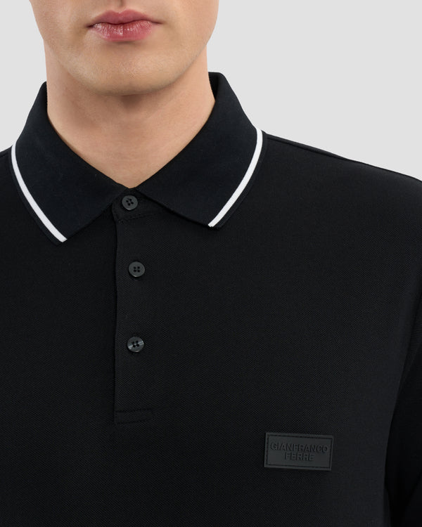 Gianfranco Ferre Silicone Patched Polo Shirt Black