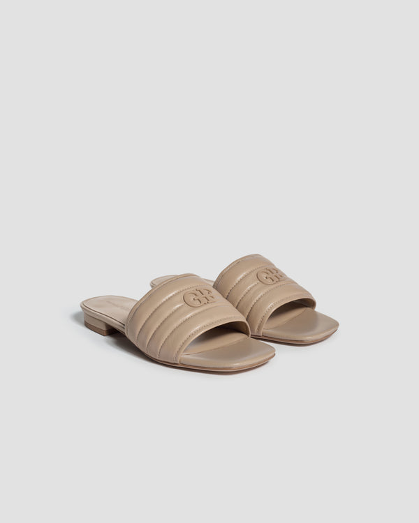 Gianfranco Ferre Solace Quilted Slides Beige