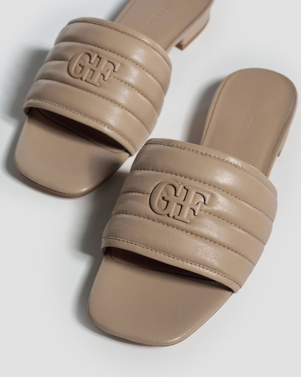 Gianfranco Ferre Solace Quilted Slides Beige