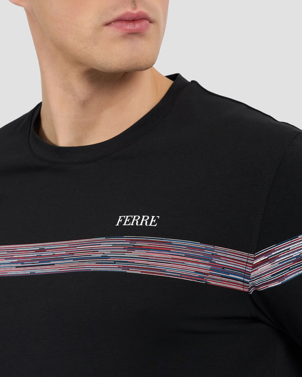 Gianfranco Ferre Striped Panel T-Shirt Black