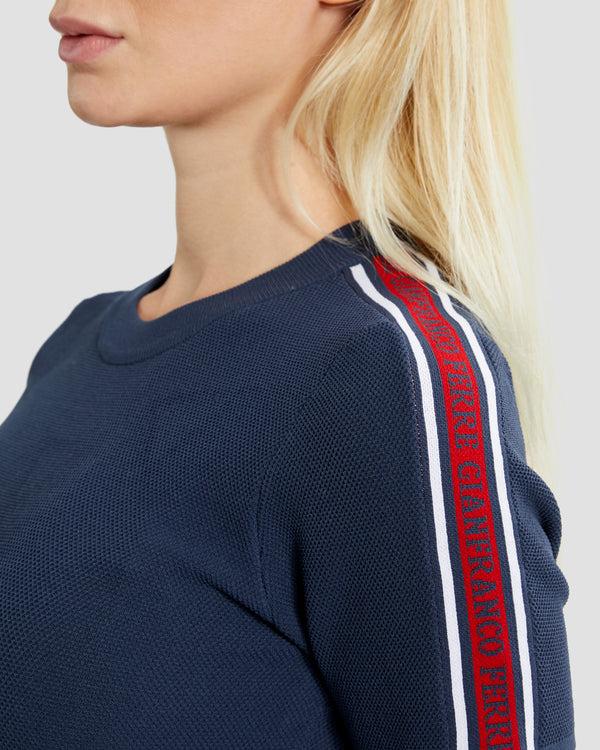 Gianfranco Ferre Tapered Knit Top Navy