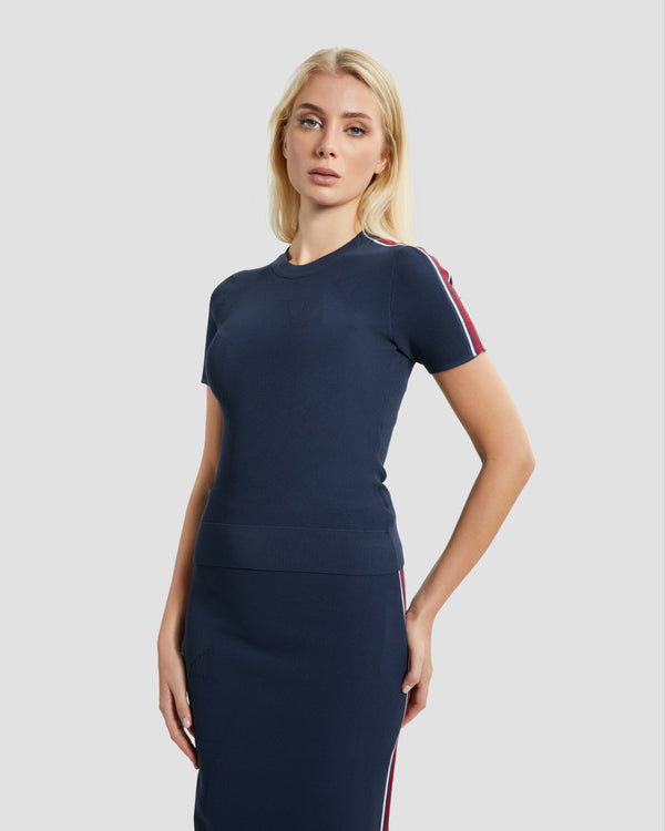 gianfranco ferre Tapered Knit Top Navy