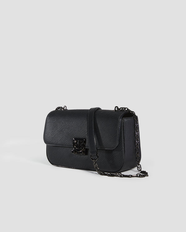 Gianfranco Ferre Textured Push Lock Bag Black