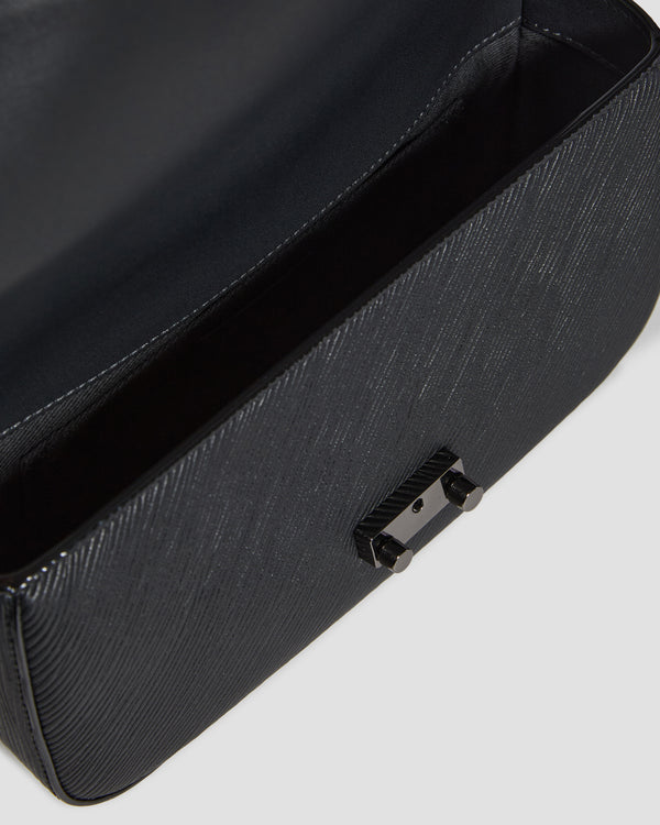 Gianfranco Ferre Textured Push Lock Bag Black