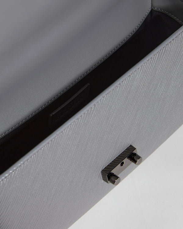 Gianfranco Ferre Textured Push Lock Bag Grey