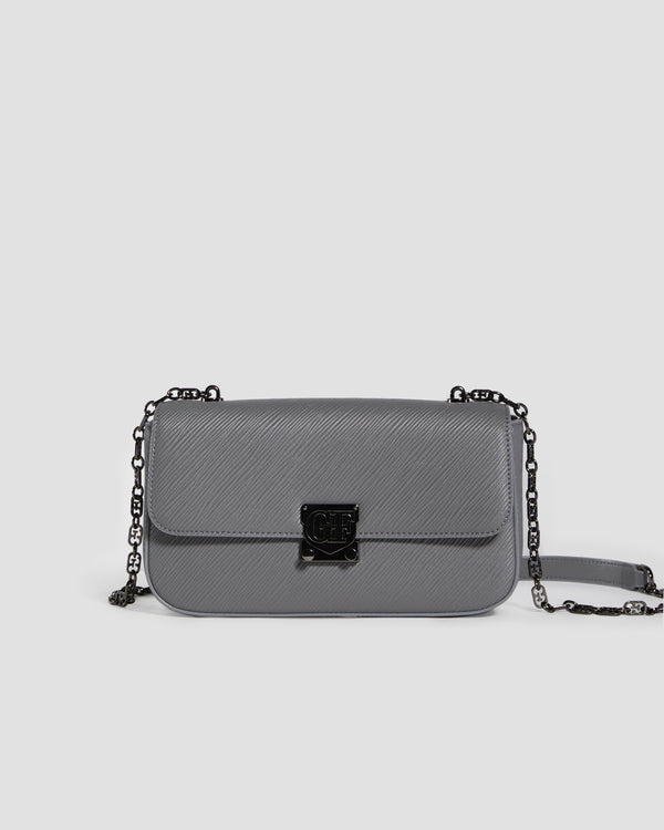 gianfranco ferre Textured Push Lock Bag Grey