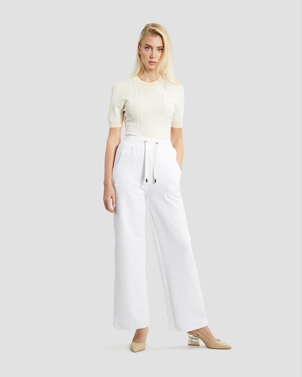 Gianfranco Ferre Textured Wide Leg Pants White