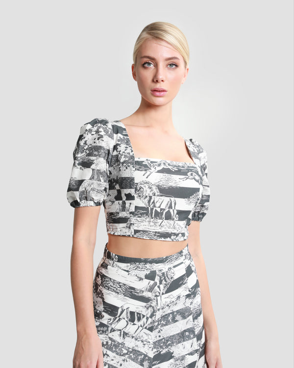 gianfranco ferre Toile Printed Cropped Top Black