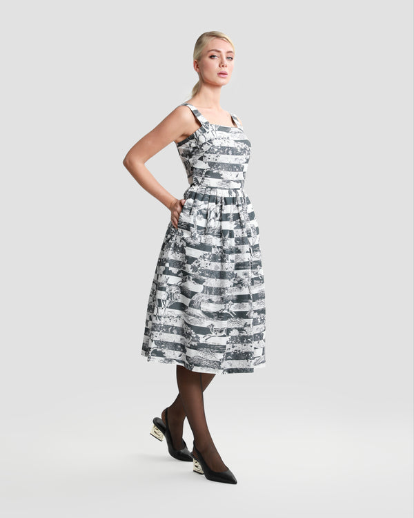 gianfranco ferre Toile Printed Midi Dress Grey