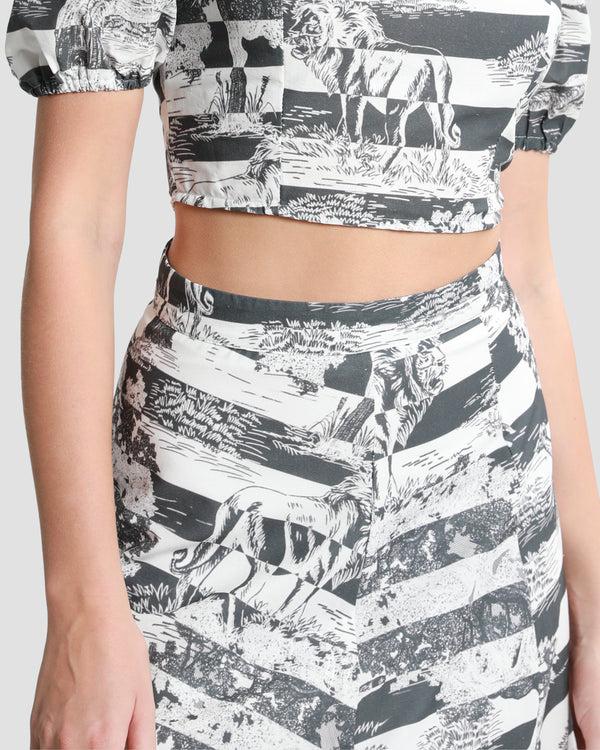 Gianfranco Ferre Toile Printed Midi Skirt Black