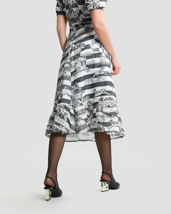 Gianfranco Ferre Toile Printed Midi Skirt Black