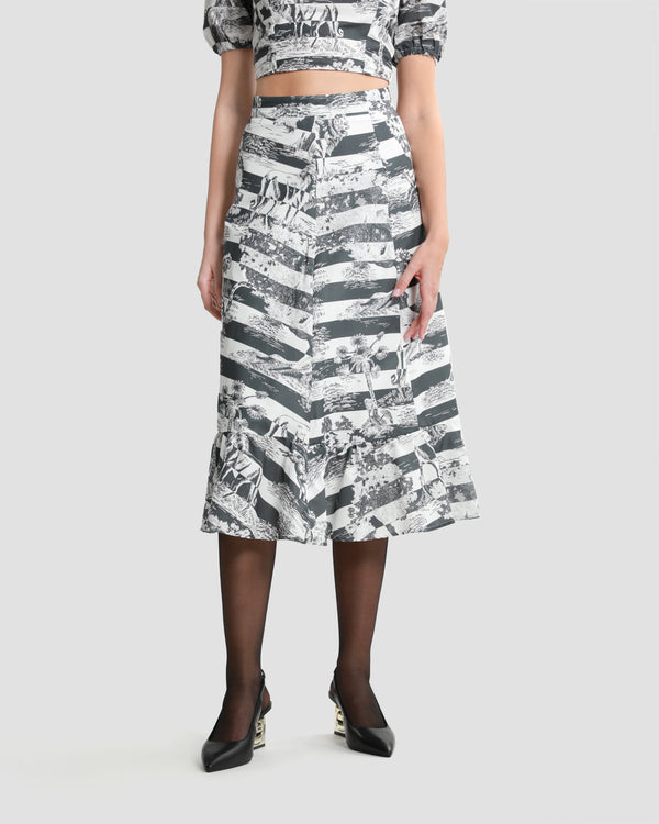 gianfranco ferre Toile Printed Midi Skirt Black