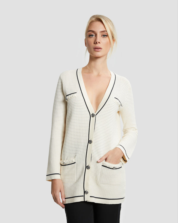 gianfranco ferre Two-tone Cardigan Off White