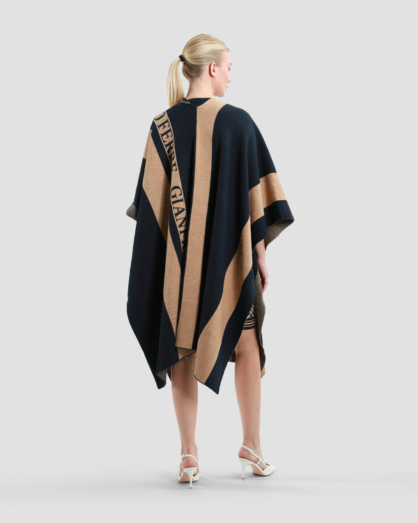 Gianfranco Ferre Two-Tone Poncho Black