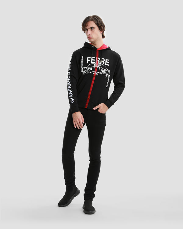 Gianfranco Ferre Two-tone Stitched Hoodie Black