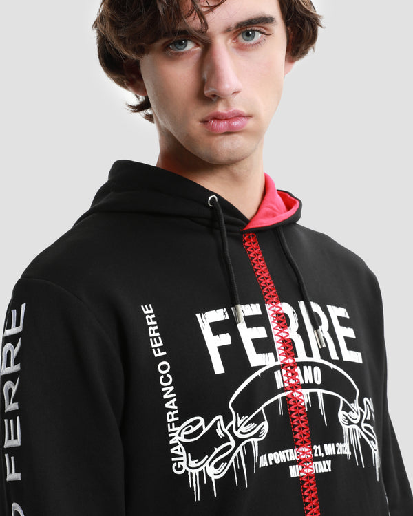 Gianfranco Ferre Two-tone Stitched Hoodie Black