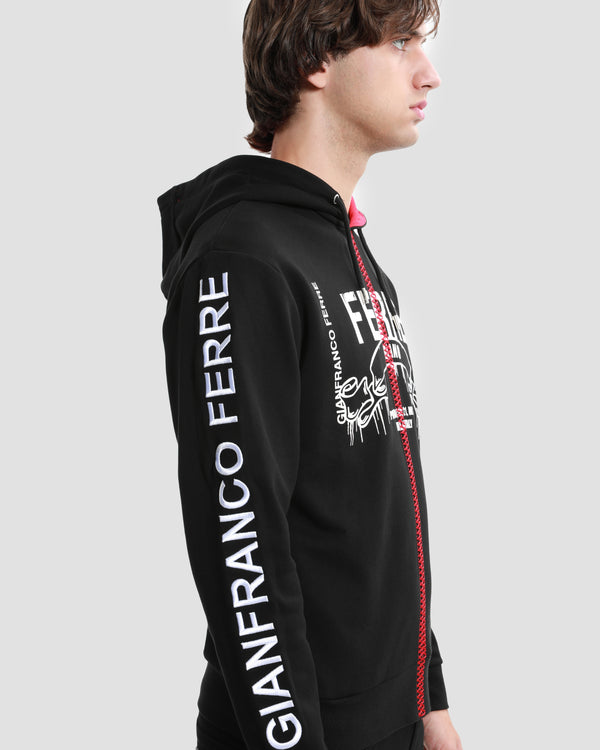 Gianfranco Ferre Two-tone Stitched Hoodie Black