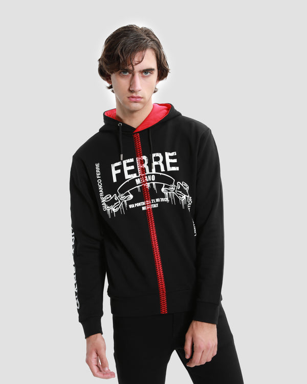 gianfranco ferre Two-tone Stitched Hoodie Black