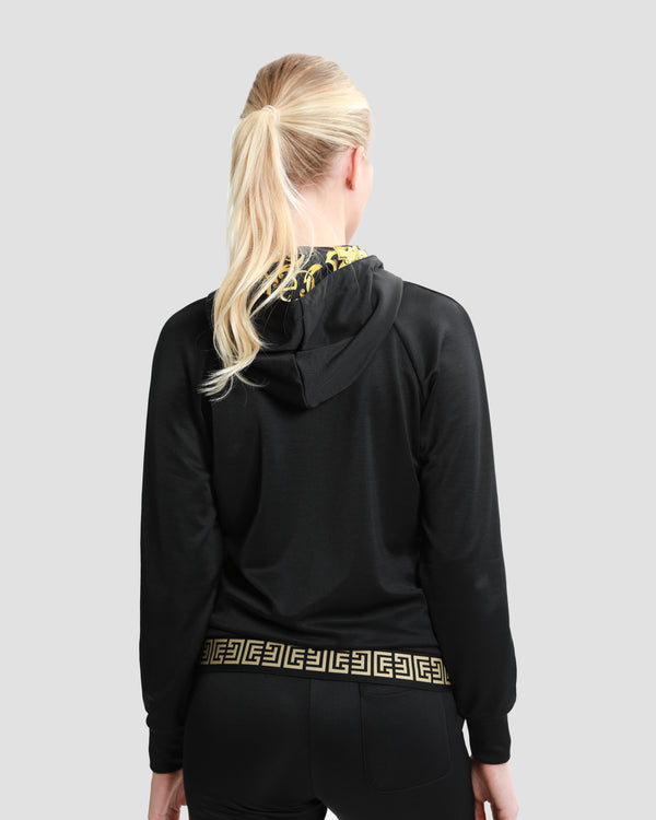 Gianfranco Ferre Velvet Tracksuit Hoodie Set Black