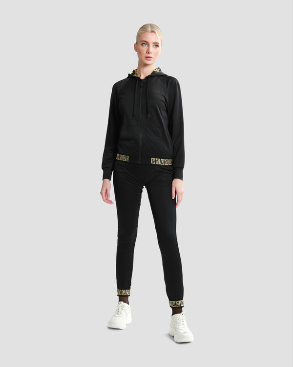 gianfranco ferre Velvet Tracksuit Hoodie Set Black