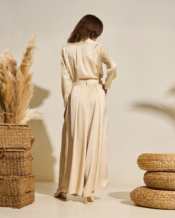 Gianfranco Ferre Wide-Leg Pleated Trousers Beige