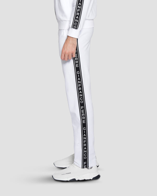 Gianfranco Ferre Woven Logo Tape Track Pants White