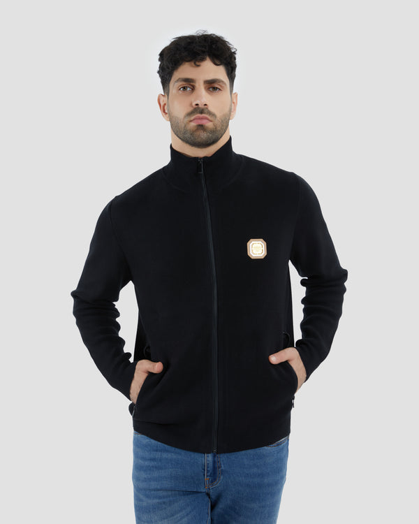 gianfranco ferre Zip Up Logo Patch Sweater Black