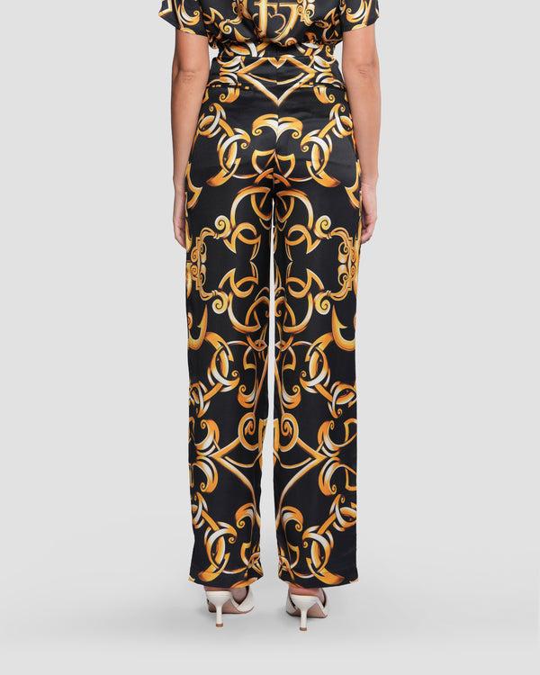 Gianfranco Ferre Gold Baroque Pleated Wide Pants Multicolor
