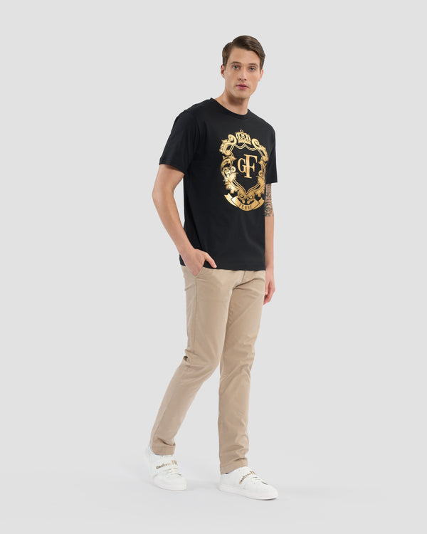 Gianfranco Ferre Gold-Tone Imperial Logo T-Shirt Black