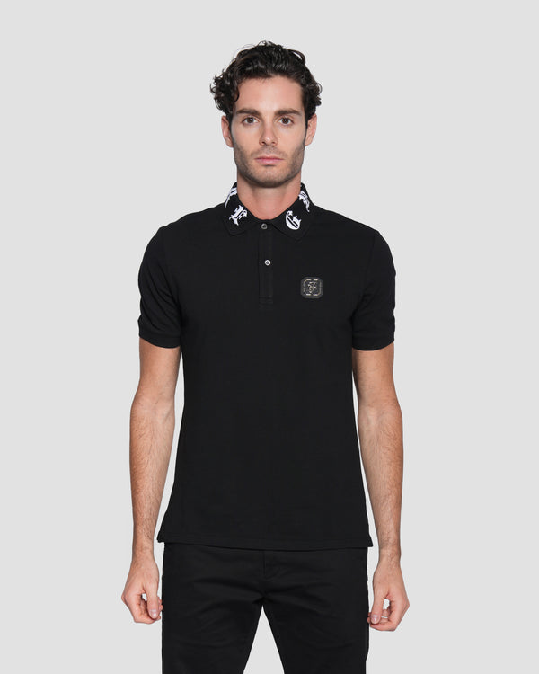 gianfranco ferre Gothic Logo-Embroidered Collar Polo shirt Black
