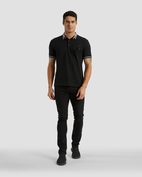 Gianfranco Ferre Gothic Monochrome Polo Shirt Black