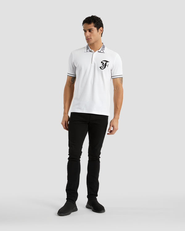 Gianfranco Ferre Gothic Monochrome Polo Shirt White