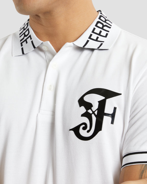 Gianfranco Ferre Gothic Monochrome Polo Shirt White