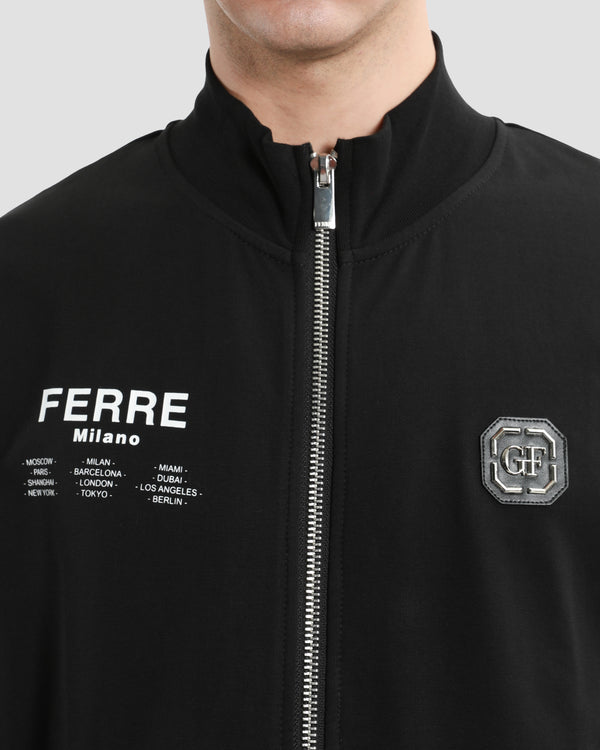 Gianfranco Ferre Graphic Branding Back Tracksuit Jacket Black
