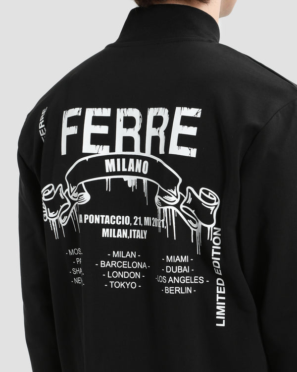 Gianfranco Ferre Graphic Branding Back Tracksuit Jacket Black