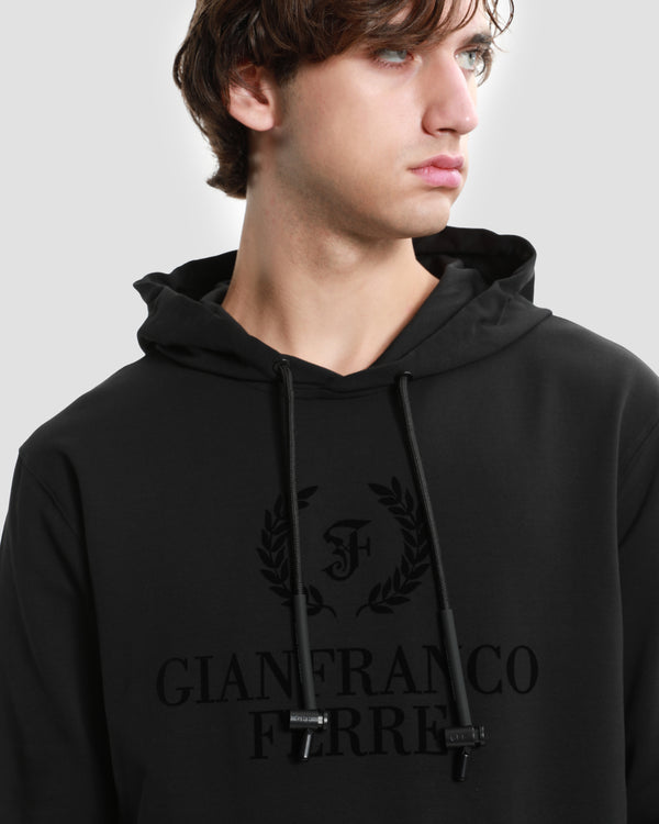 Gianfranco Ferre Imperial Branding Front Hoodie Black