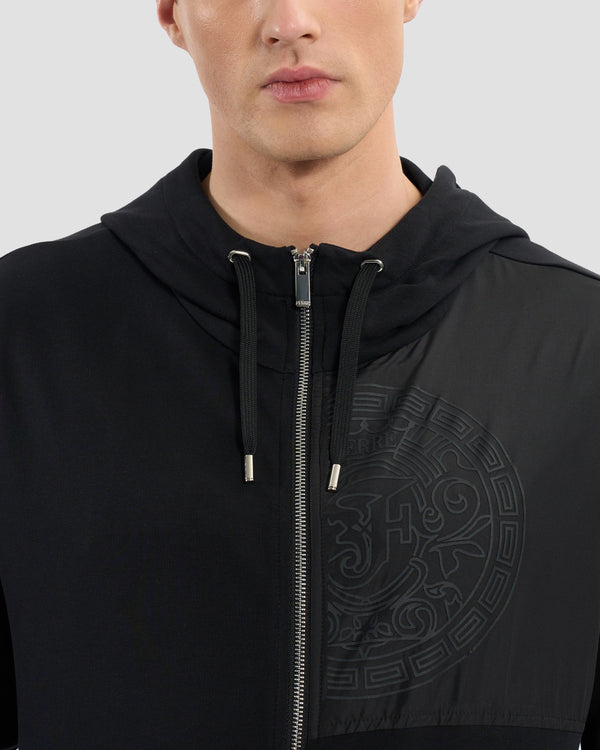 Gianfranco Ferre Imperial Logo Detailed Hoodie Jacket Black