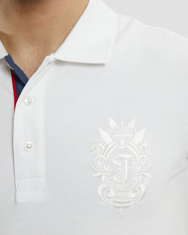 Gianfranco Ferre Imperial Logo Embroidered Polo Shirt White