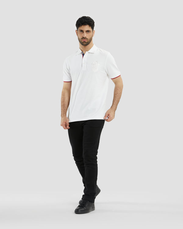 Gianfranco Ferre Imperial Logo Embroidered Polo Shirt White