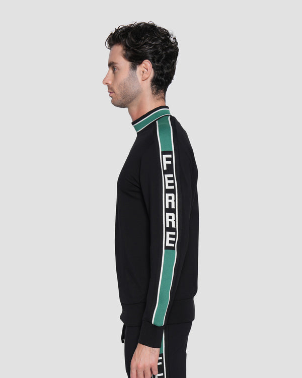 Gianfranco Ferre Jacquard Logo Tape Sweatshirt Black