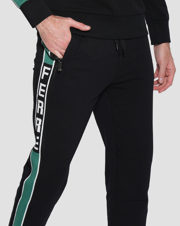 Gianfranco Ferre Jacquard Logo Tape Track Pants Black