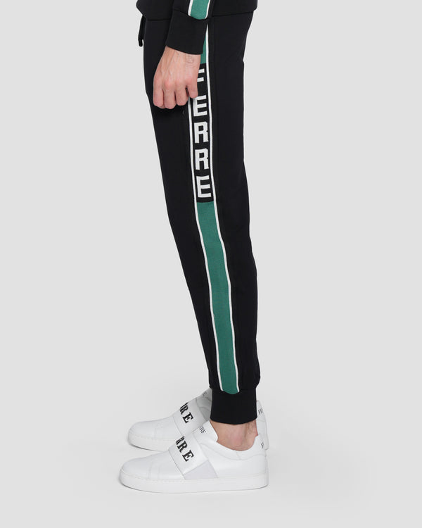 Gianfranco Ferre Jacquard Logo Tape Track Pants Black