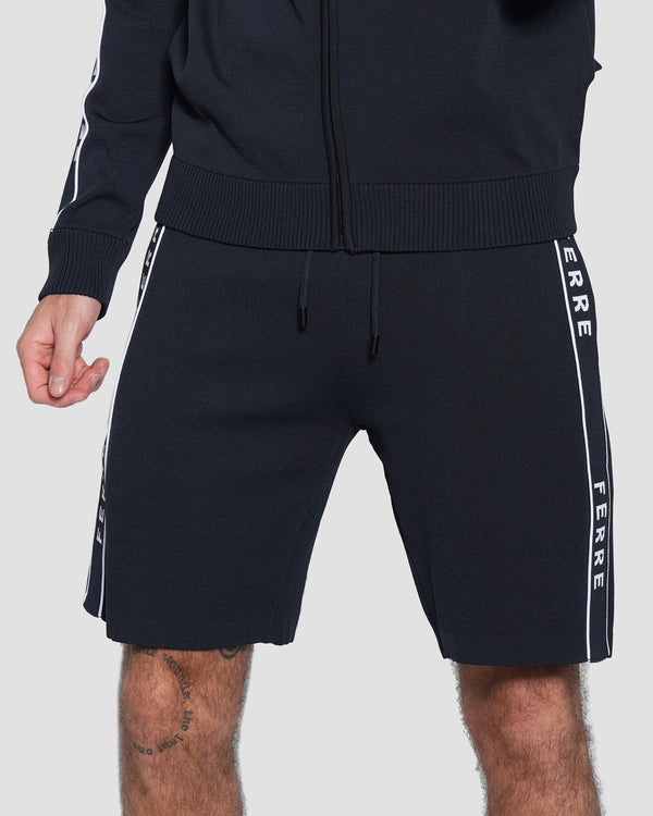 Gianfranco Ferre Jacquard Logo Tape Track Shorts Navy