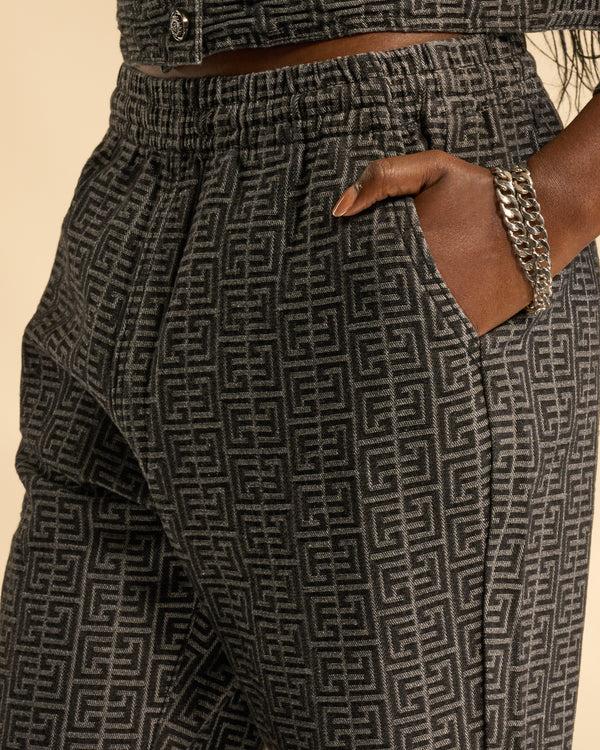 Gianfranco Ferre Jogger Fit Jacquard Denim Jeans Black