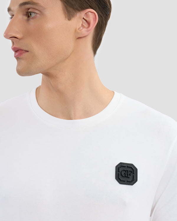 Gianfranco Ferre Leather Monogram Patched T-Shirt White
